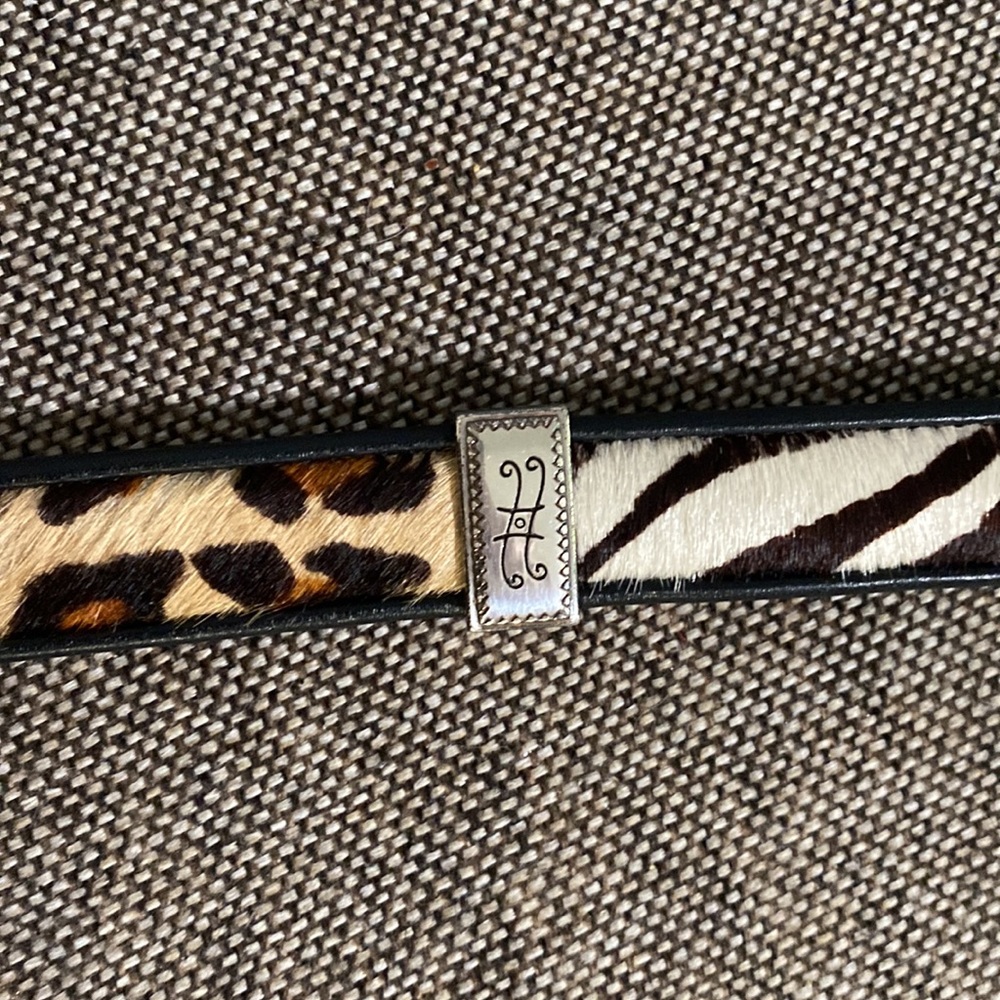 Brighton Leopard & Zebra print black leather horse hair belt. #Q3903. Size M30. - Picture 7 of 14
